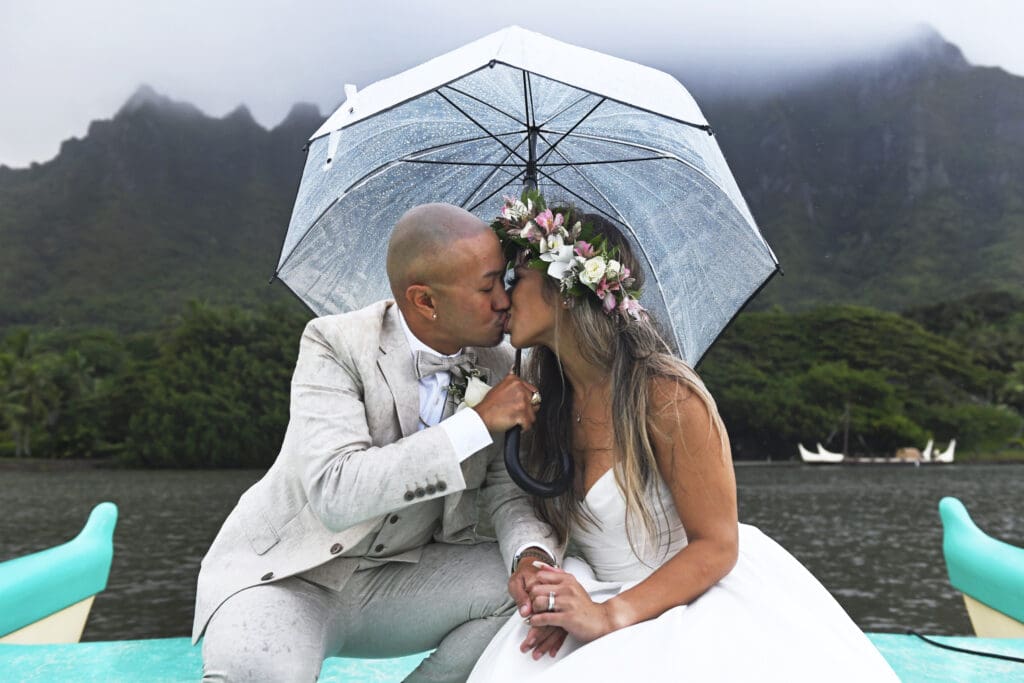 hawaii wedding in the rain